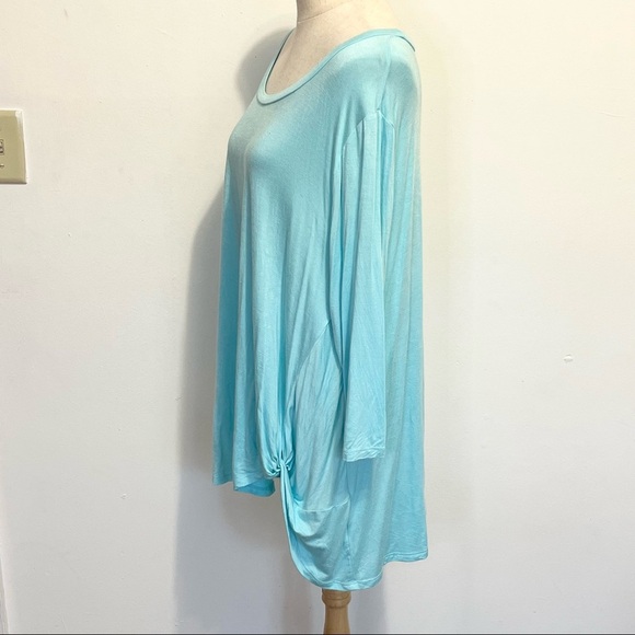 ➕ Simply Southern Teal Blue Knotted Tunic Top Womens Plus Size XXL - Picture 5 of 9